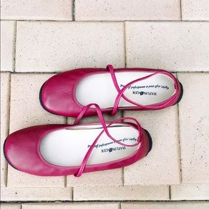 Haflinger red leather ballet slipper flats size 10